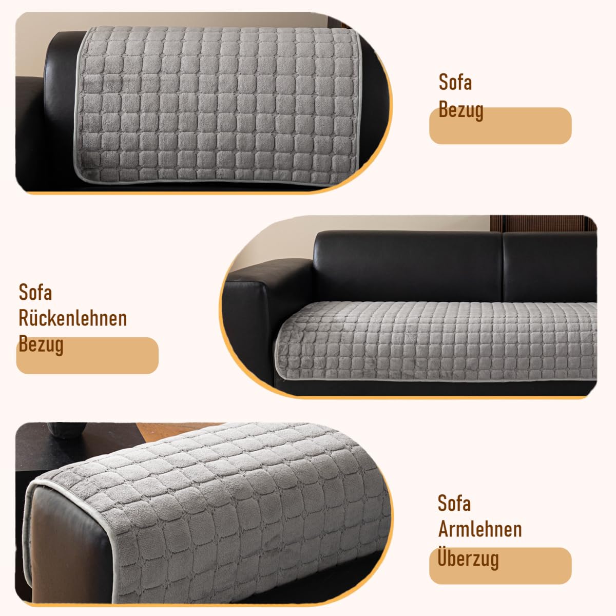 Sofa Überzug L Form, Sofadecken für Sitzfläche, Couch Überzug 1 2 3 4 Sitzer Sofabezug, Sofaschoner rutschfest,Universelle Sofaüberwurf,Ecksofa(F-Dunkelgrau,70x150cm
