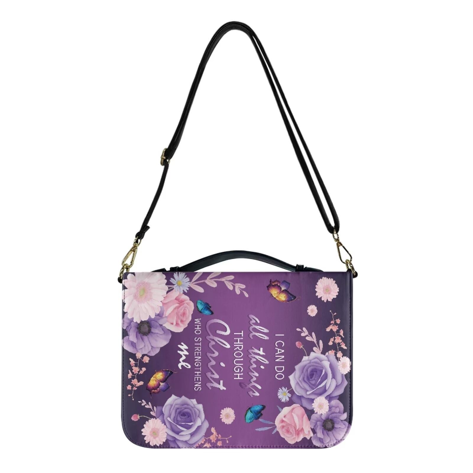 Sepetwhos Bible Cover for Women Men Waterproof Crossbody Bag with Handle Tote Bag for Pens, Highlighters M-2XL