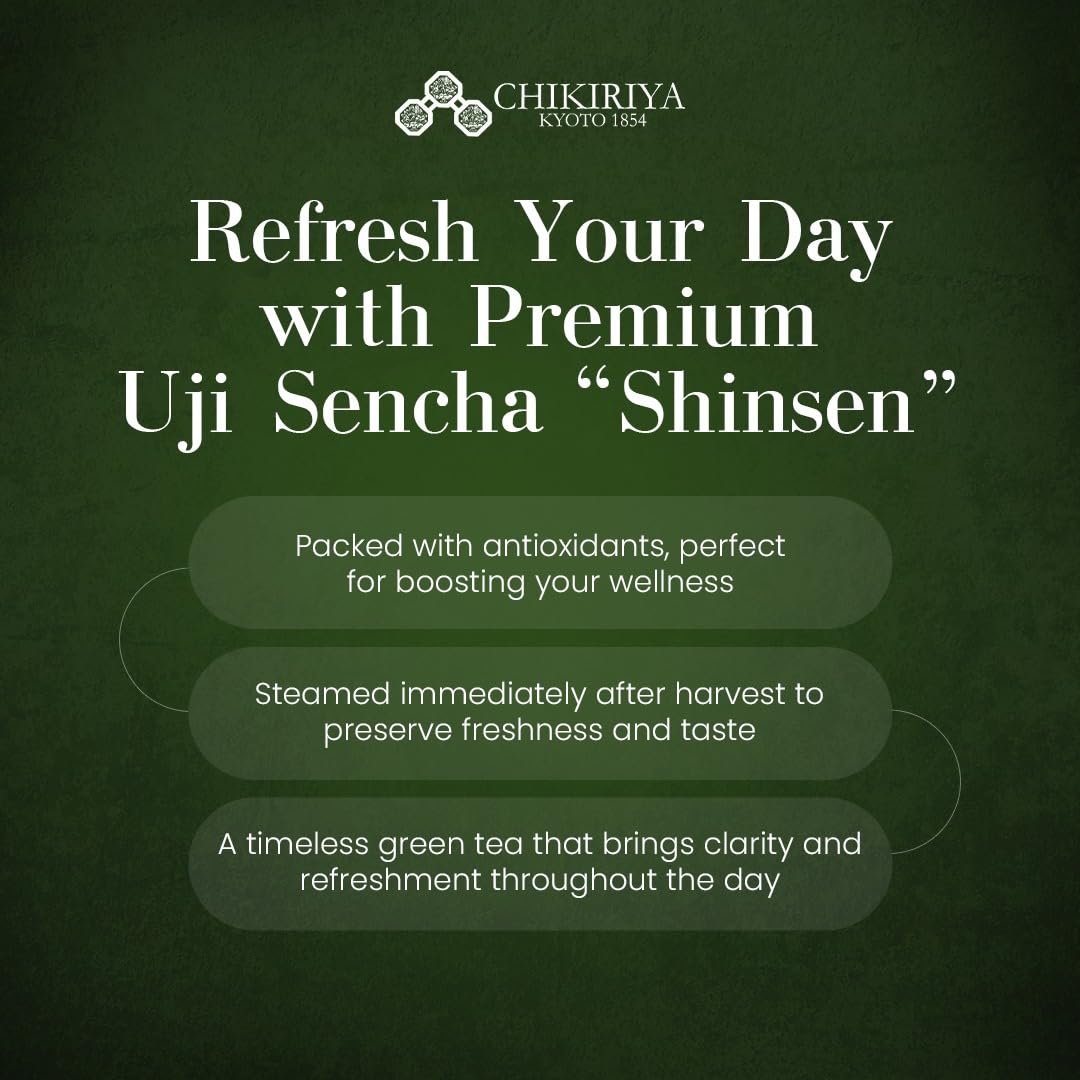 Chikiriya Uji Sencha "Shinsen" Premium Green Tea, Traditional Steaming Method, 80g, Hot & Cold Brew