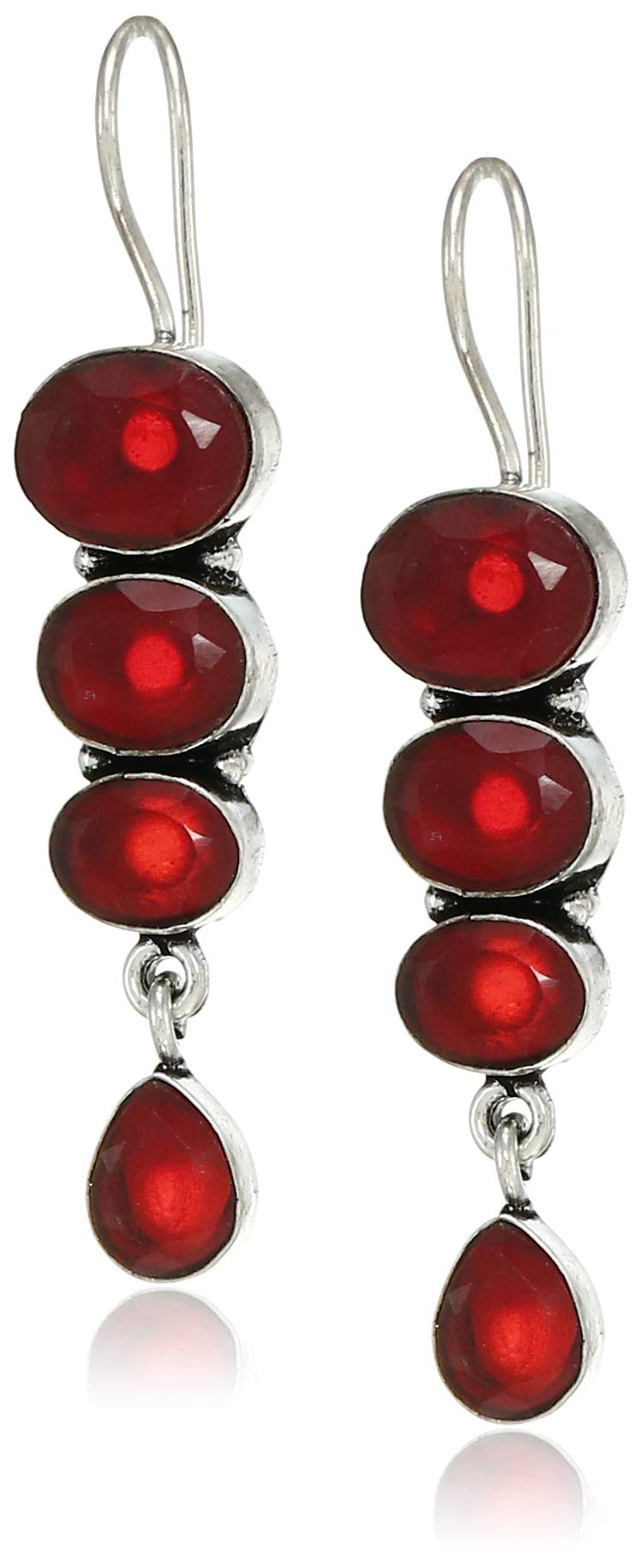 PRAANJALVintage Style Indian Ethnic Stone Studded Oxidized Silver Plated Statement Earrings - Handmade by Indian Artisans