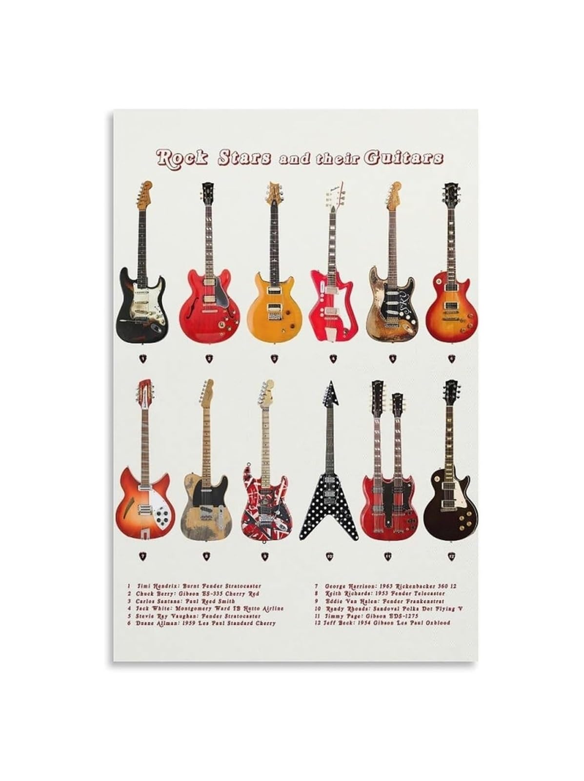 Rock and Roll Music Culture Poster, Vintage Guitar Art for Music Lovers Room or Studio(Framed,16x24inch(40x60cm))