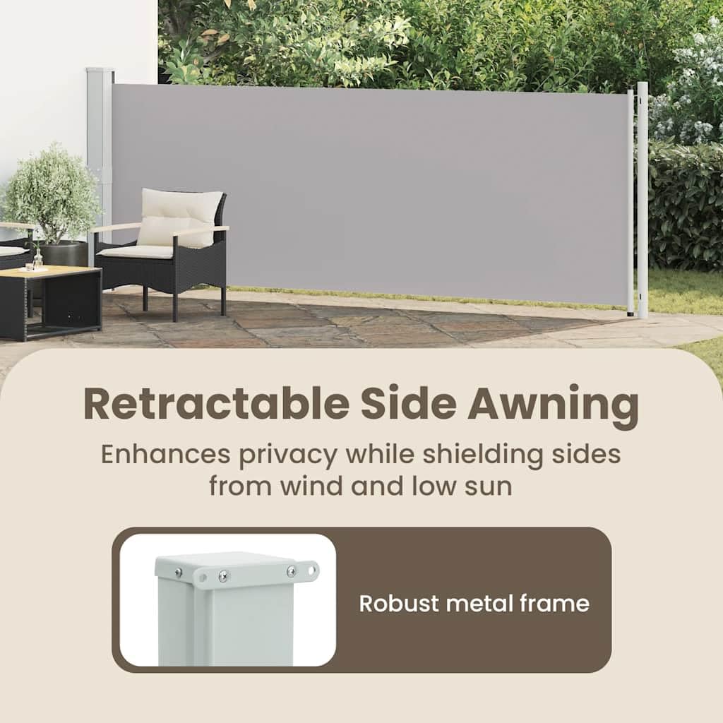 vidaXL Seitenmarkise Ausziehbar UV- und Wasserbeständig Sonnenschutz Sichtschutz Windschutz Seitenrollo Markise Balkon Garten Terrasse 140x600cm Grau
