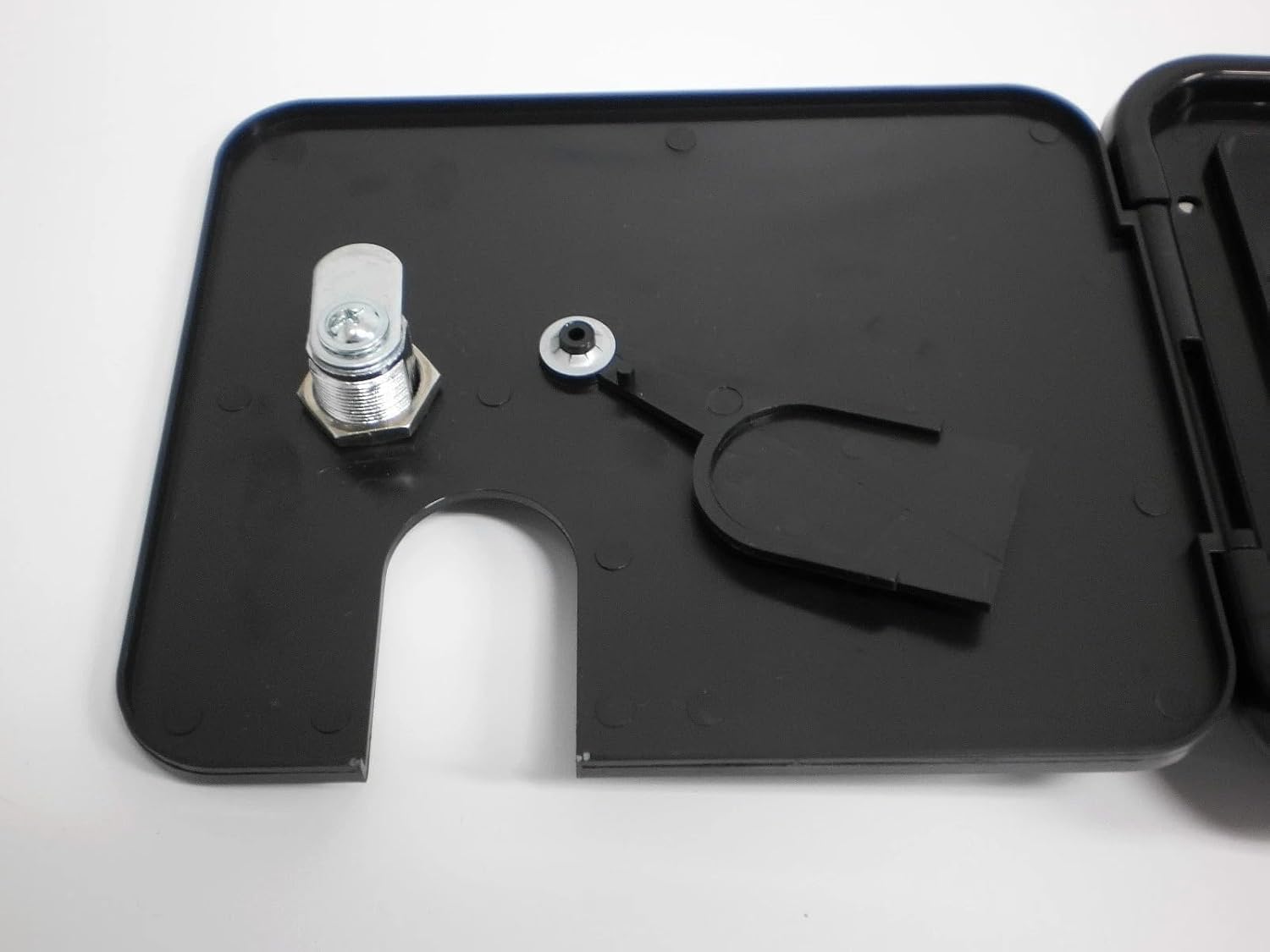 VAL2150BKBU RV Trailer Lockable Black Electrical Power Outlet Hatch - for Valterra Camper Travel Parts - RV Electrical Cords Lockable Square Cable Hatch