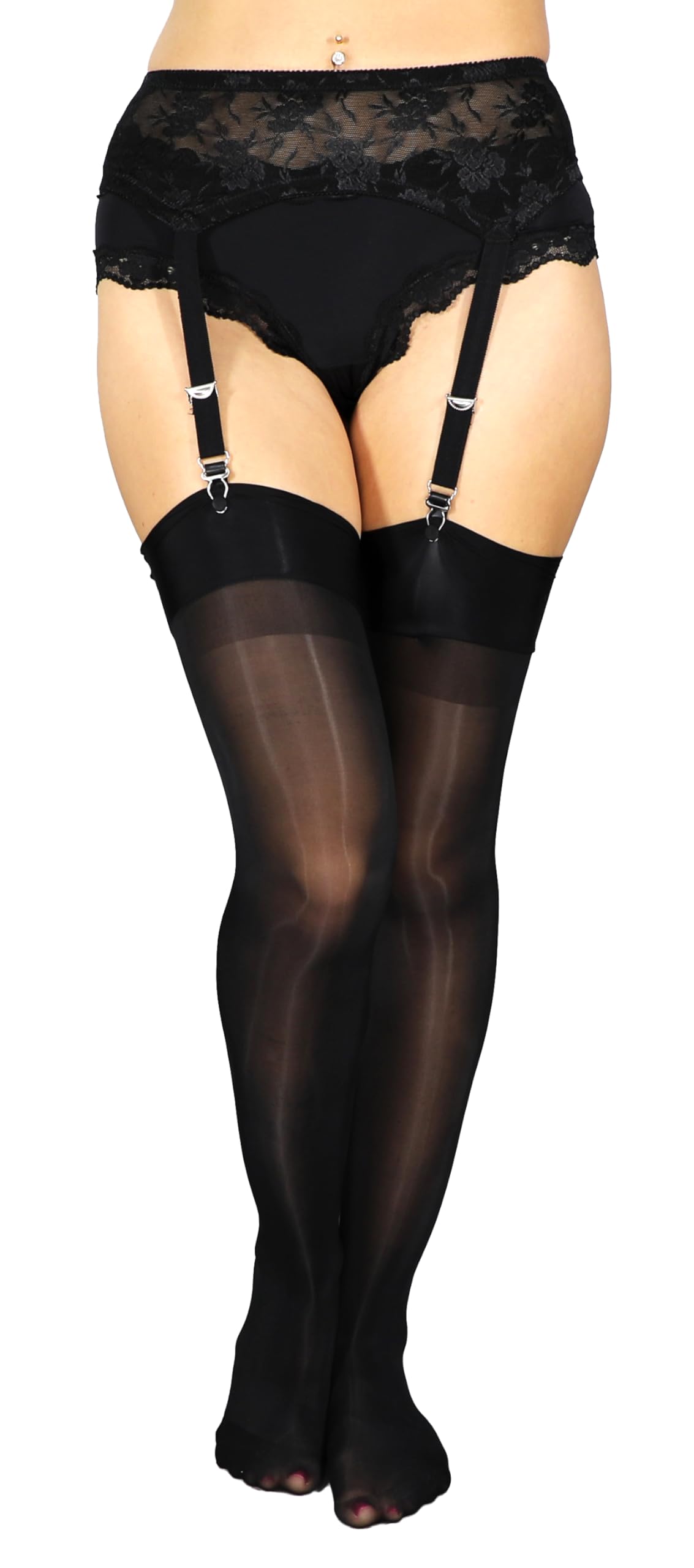 Mona's Choice Oil Shine Tall Garter Stockings/Tall Thigh Highs/Mens Sissy Garter Stockings (Garter Belts Not Included)