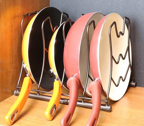 Miniatura 4 de DecoBros - Estante organizador de sartenes para encimera de cocina, bronce