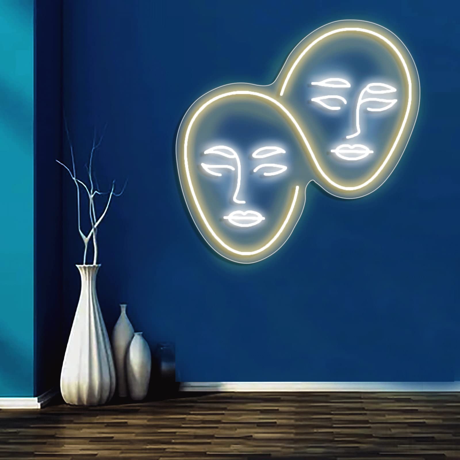 Neonlichtzeichen, LED-Neonzeichen Zwillinge Neonzeichen Licht Handgefertigte LED-Neonzeichen for Bedeoom Decor Home Room Party Hotel Store Wall Decoration (Colo