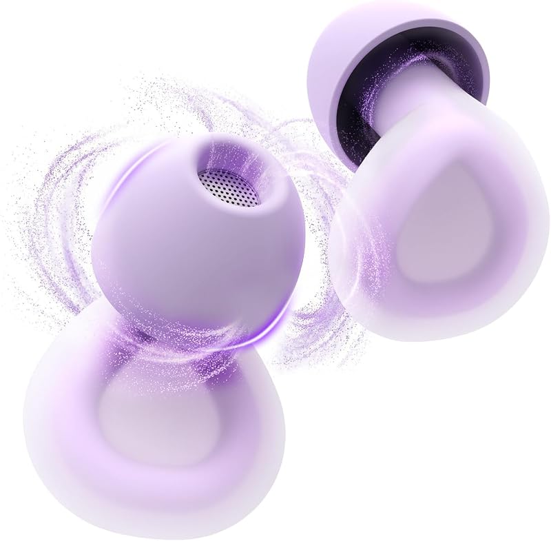 Aura Pro Sleep Earplugs, 38dB Higher Noise Reduction - Ultra-Soft Silicone for Snoring & Noise Blocking, Skin-Safe Custom Fit, Sleek & Reusable for Travel, Office(Purple)
