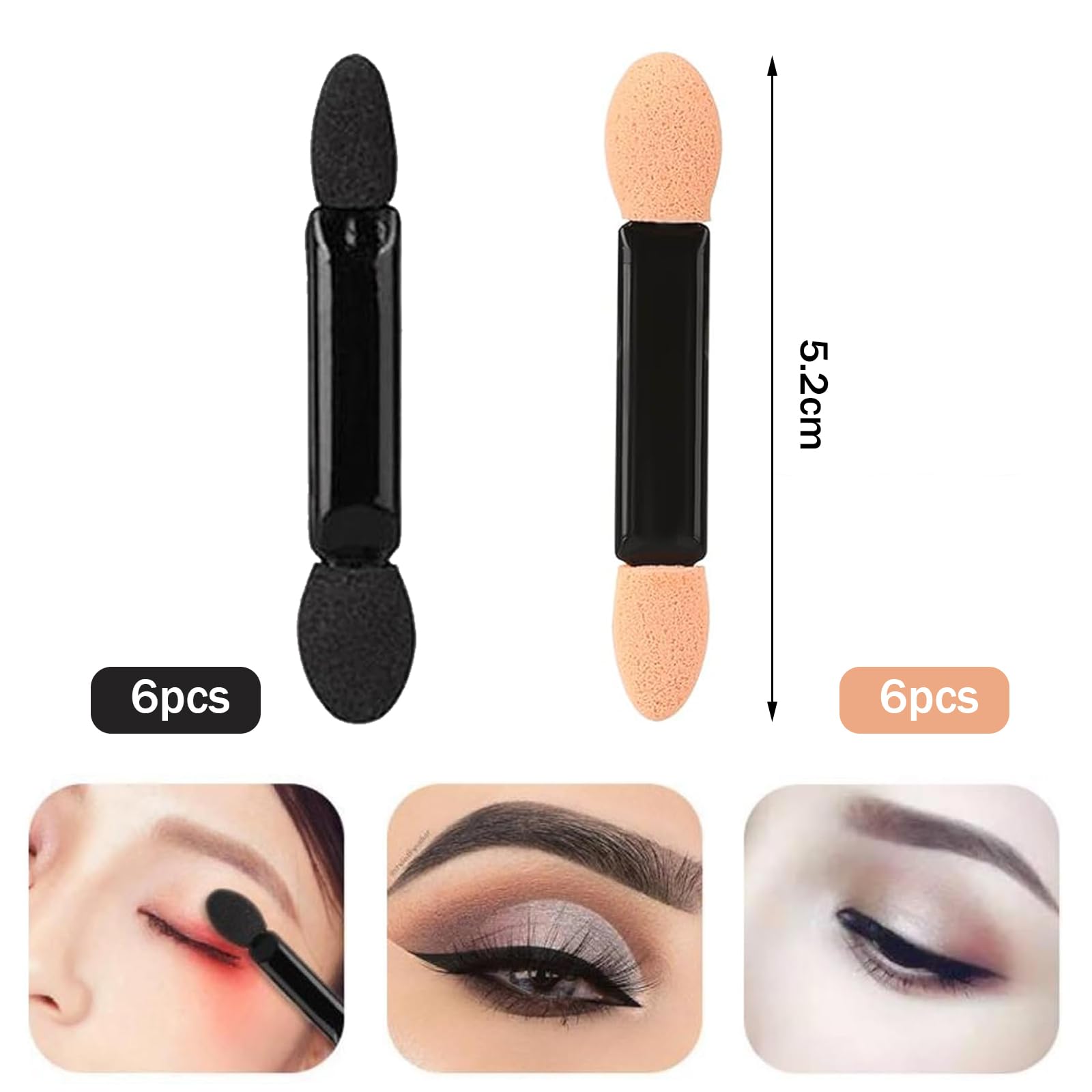 ZXCHOME Eyeshadow Applicator, 12 Pcs Sponge Eyeshadow Brush, Oval Makeup Applicator - Image 2