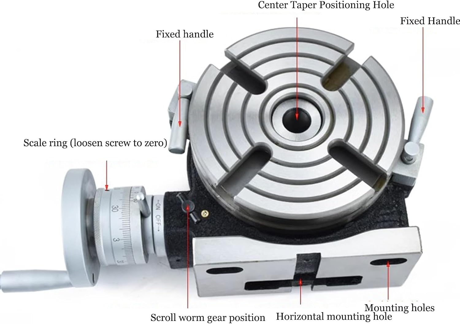 4'' Rotary Table for Milling Machines, Horizontal Vertical Model, Precision Milling Rotary Table, for Milling Engineering Indexing Tools