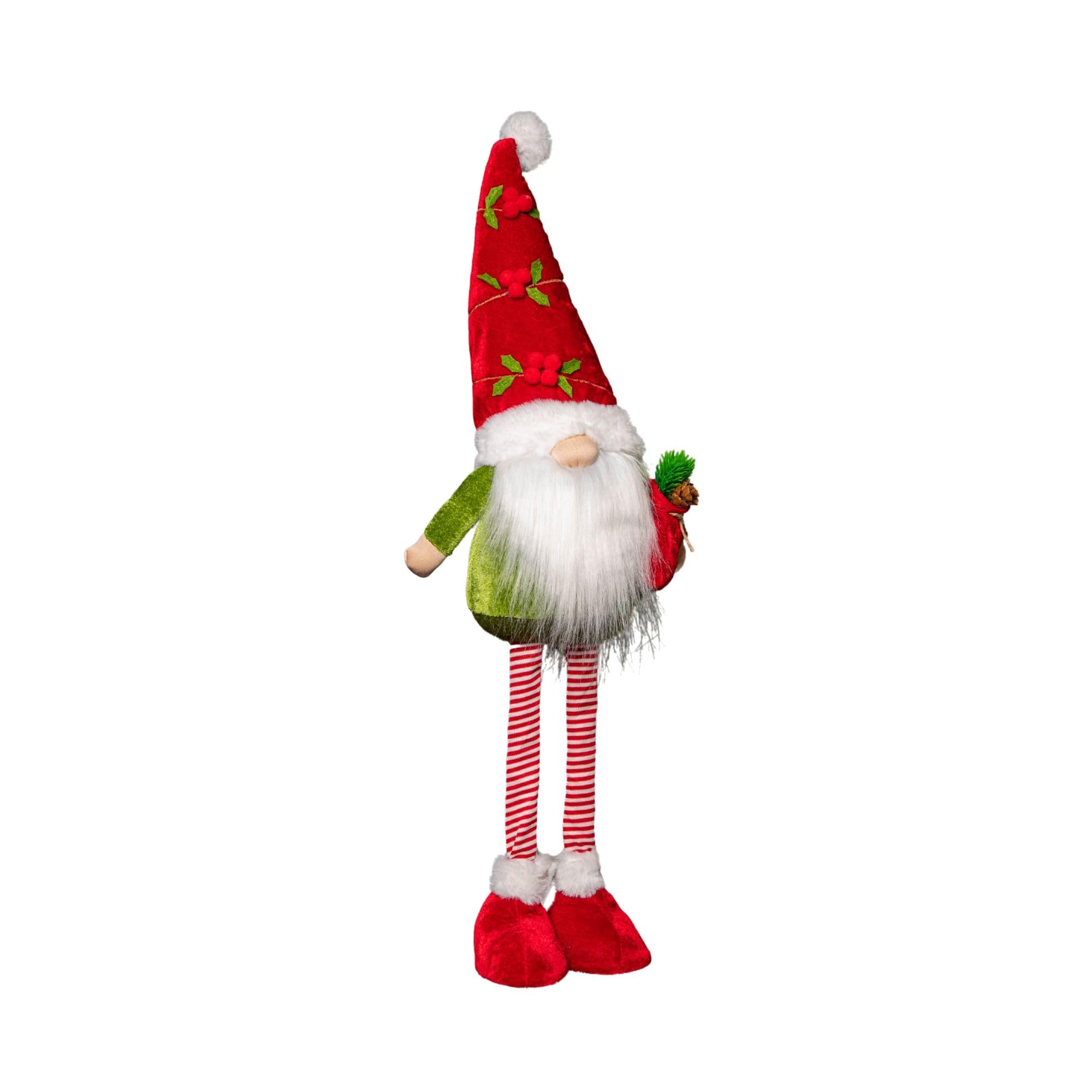 Samuel Alexander 71cm Standing Christmas Gonk - Red and Green Santa Hat - Extendable Legs
