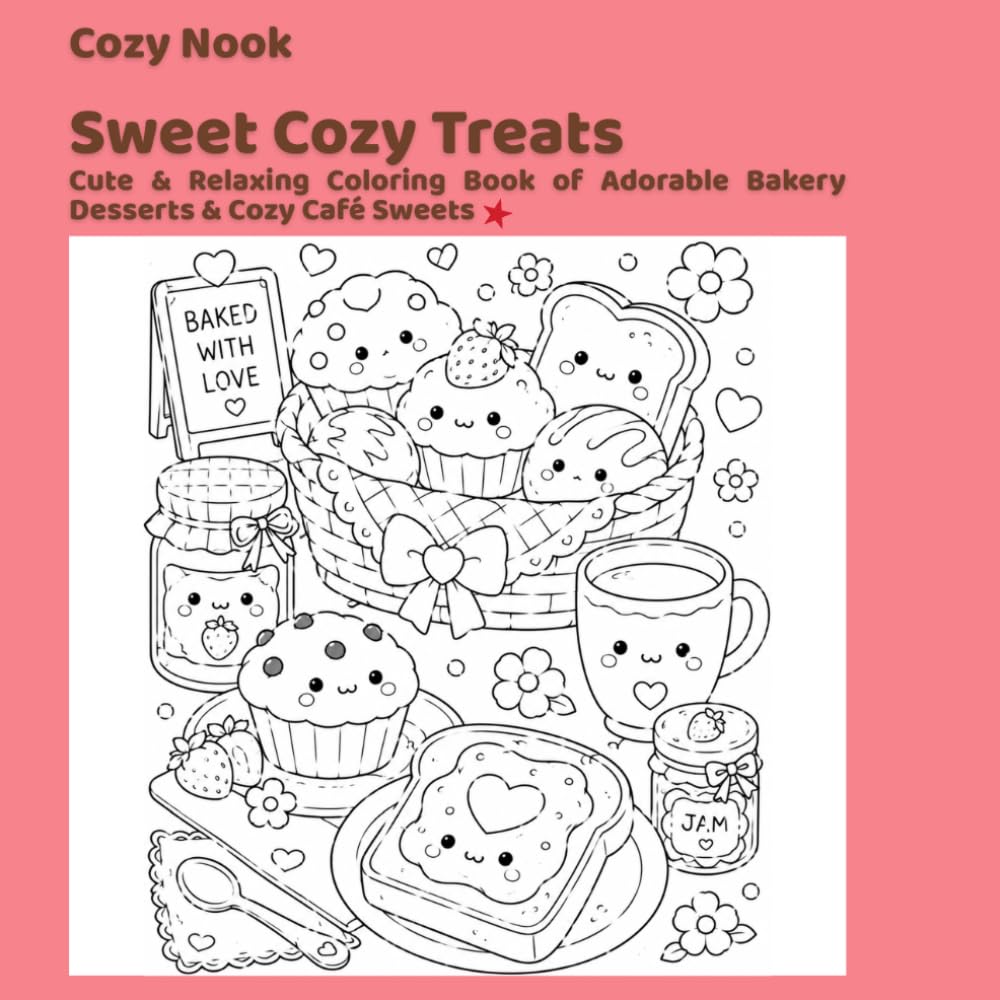Cozy Nook: Sweet Cozy Treats: Cute & Relaxing Coloring Book of Sweet Desserts, Bakery Treats & Kawaii Comforts