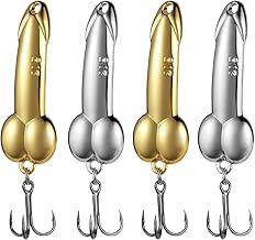 4 Pcs Metal Fish with Trebles Hooks & Rolling Fishing Swivels Zinc Alloy Spoon Lure Gold Silver Sequin Fishing Tackle Tool for Deepwater Bait & Bass Mandarin Fish (20g*4)