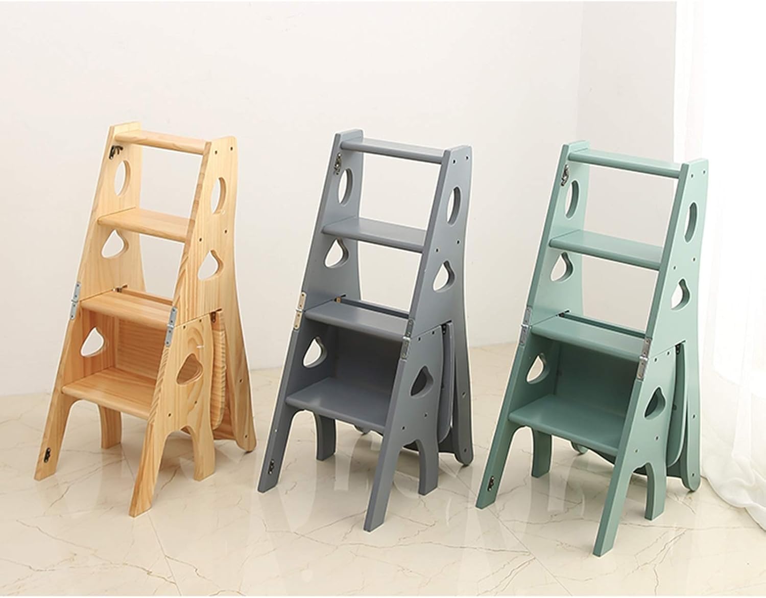 Step Stool Four-Step Ladder, Hotel Wood Ladder Household Folding Ladder Warehouse Multifunctional Ladder Household Ladder/a/34 X 50 X 86Cm