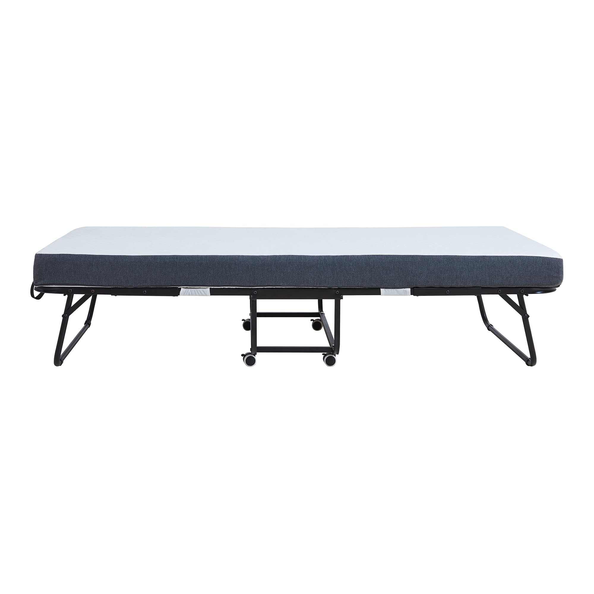 [en.casa] Letto Pieghevole con Materasso in Schiuma a Memoria 90x200 cm Brandina con Rotelle Letto Singolo Richiudibile Portatile Salvaspazio
