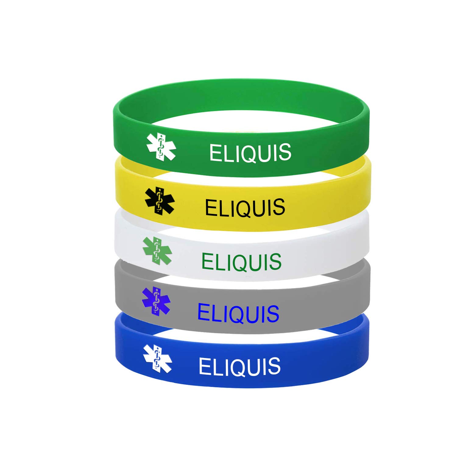 5 Color Pack-Personalized Engraved Medical Alert ID Jewelry Food Drug Allergy Bracelets,100% Silicone Rubber ID Survivor Bracelet Band,Emergency Contact Bracelet,Diabetes Bracelet,5.5"-7.9"