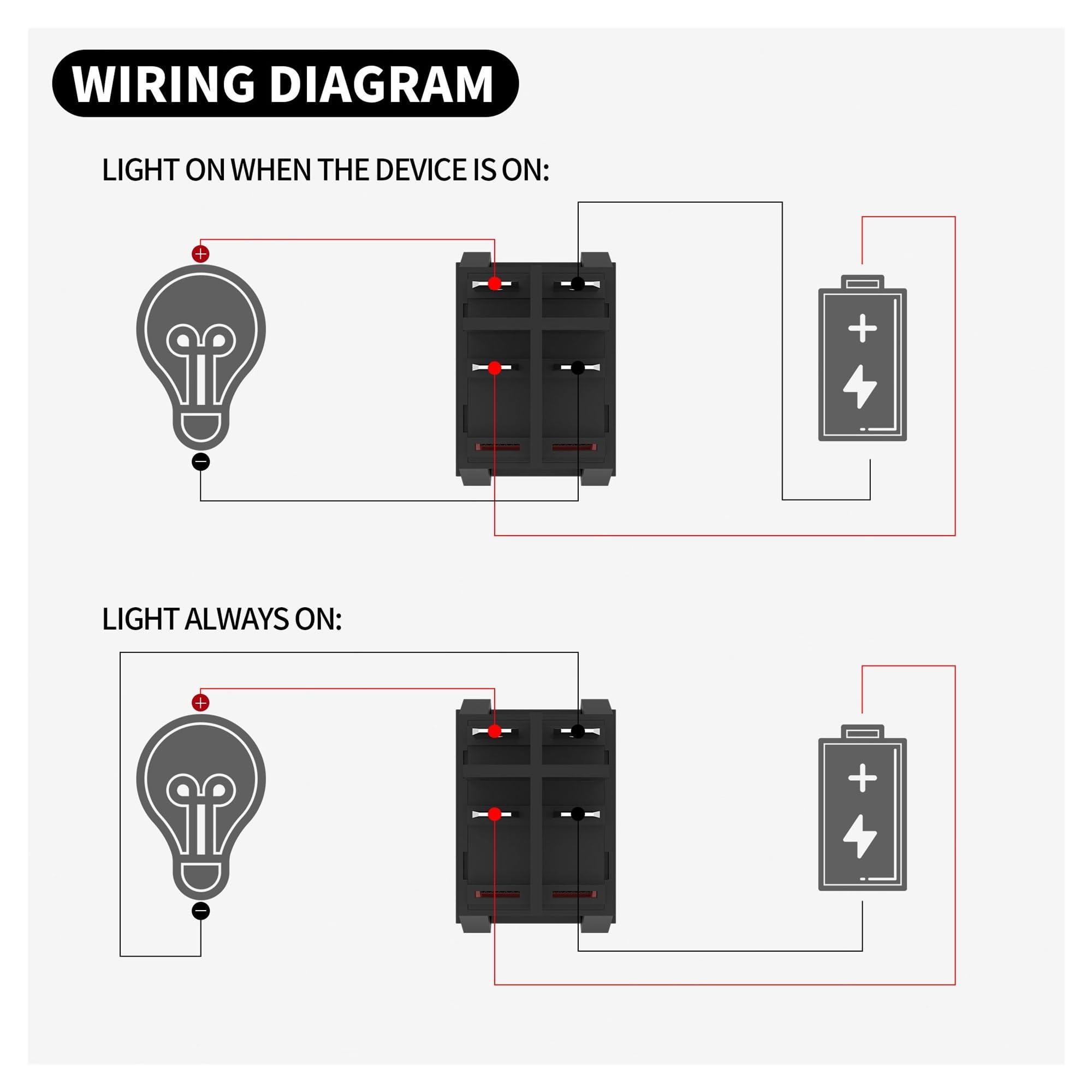 5 Pezzi Interruttore A Bilanciere KCD1-104 Con LED, 6A 250VAC, 4 Pin ON-OFF DPST, 15x21 Mm, Per 12V 220V