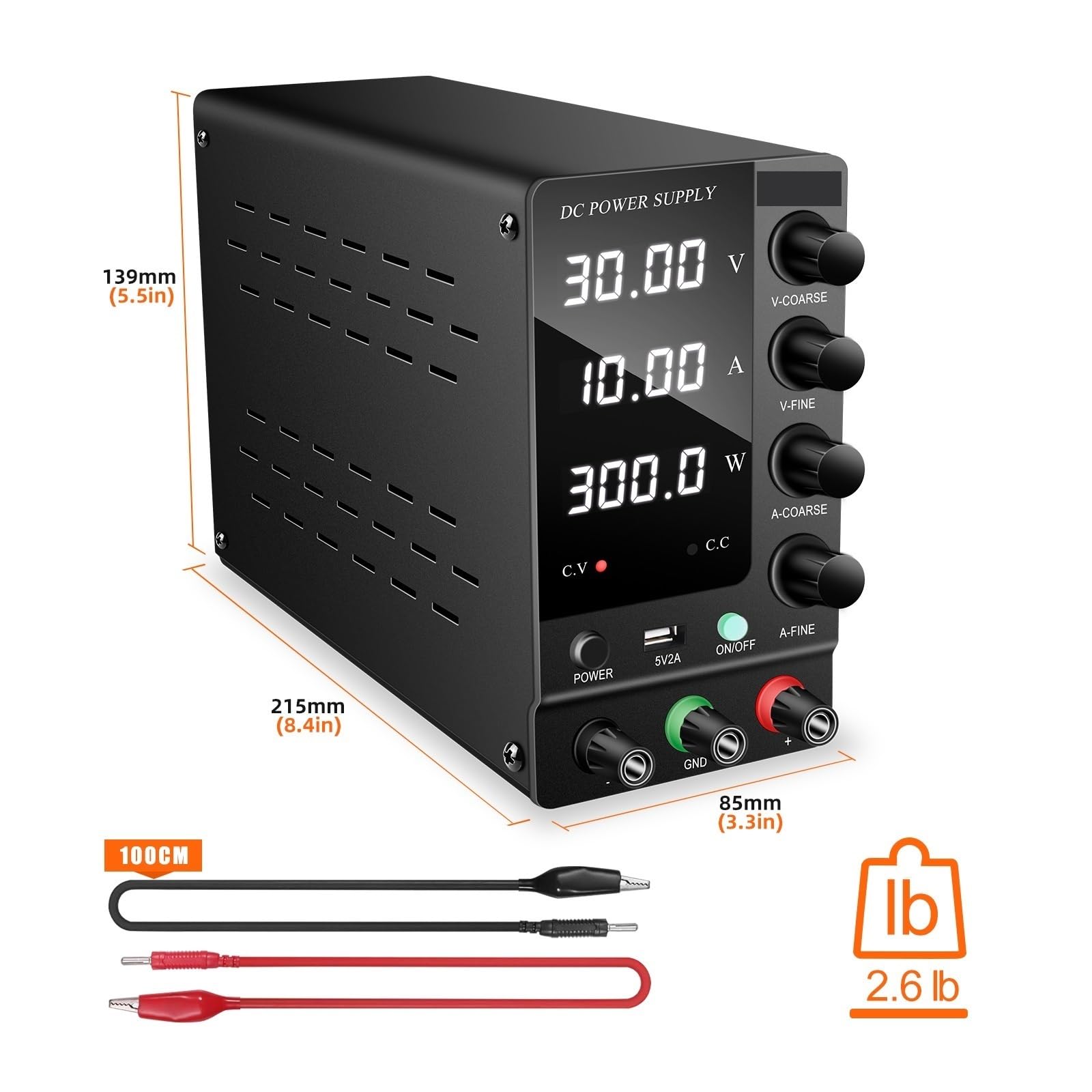 Zasilacz prądu stałego, Czarny 4 Cyfry Przełączający Zasilacz DC 30V 10A 5A Konserwacja Laboratoryjna Stół Warsztatowy Regulator Napięcia Prądu 60V 120V 3A(C-60V5A SPS-C605)