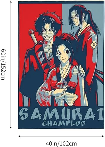 Miniatura 2 de Blueashura Samurai Anime Champloo - Tapiz de pared personalizado con gráficos para colgar en la pared, decoración para interiores, sala de estar, 60