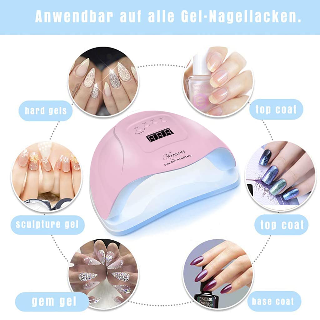 MAYCREATE® 120W UV LED Nail Lamp - Faster Nail Dryer Gel Polish Light,UV Gel Lamp With 36 Light Beads & 4 Timer Setting,Professional Curing Lamp for Fingernail and Toenail (Pink) 3