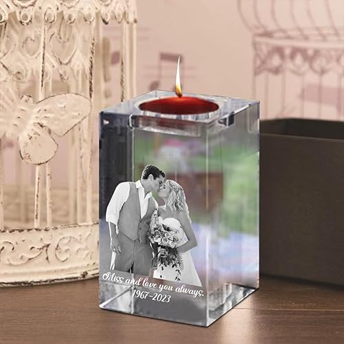 Miniatura 2 de Portavelas de cristal con foto personalizada, portavelas con imagen personalizada, decoración conmemorativa para boda, aniversario, regalo de