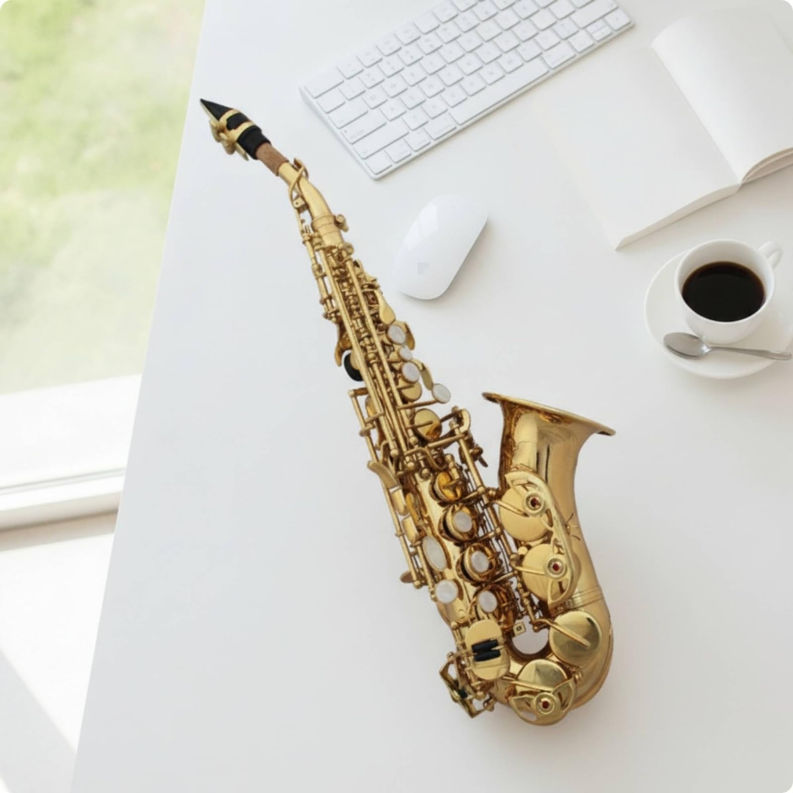 Sassofono Alto Bambini Strumento a Fiato Sax Curvo Legno Ottone Meccaniche Raffinate Campana Ricurva Peso4kg Presa Stabile Adatto per Pratica Guidata Prove di Gruppo Intrattenimento Domestico