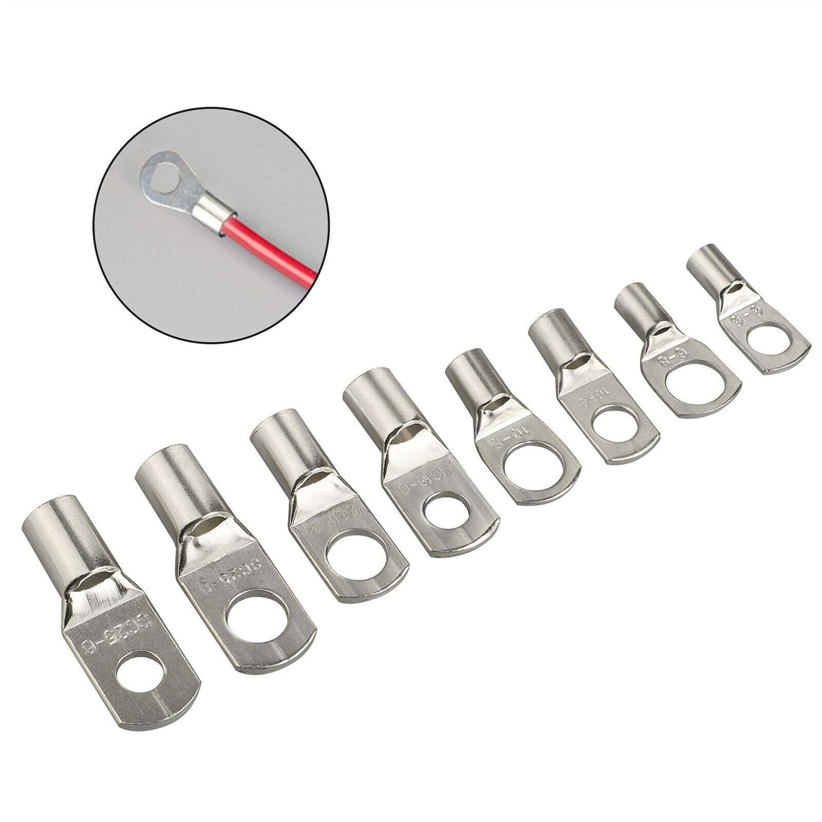 Ringkabelschuhe 60-teiliges Sortiment for Auto-Kupferringklemmen, Crimp-Stecker, SC-Blankkabel, Batterieklemmen, gelötete Steckverbinder