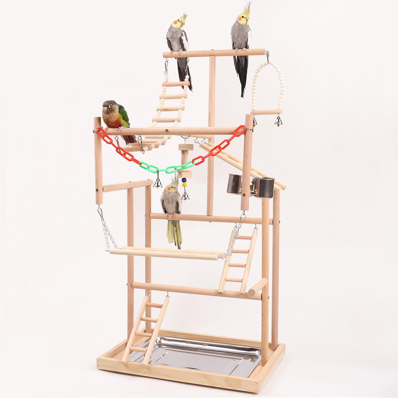 Supporto in legno per pappagalli piccoli, parrocchetti, calopsitte, fringuelli, parrocchetti e inseparabili, 48 x 33,5 x 94,5 cm
