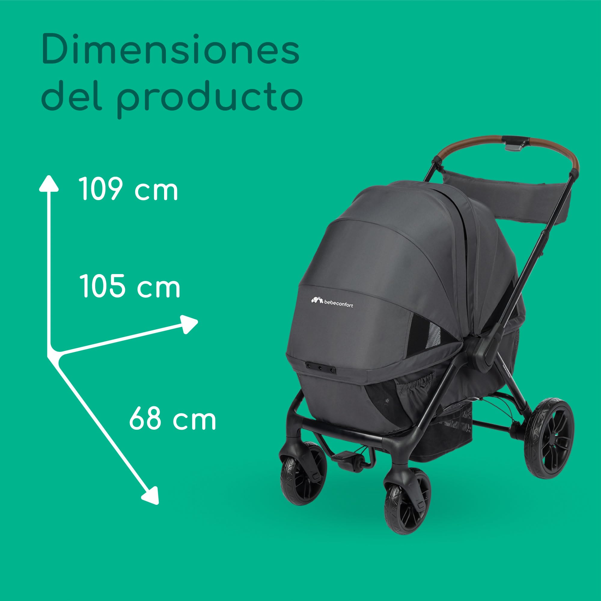 Bebeconfort Helios, Cochecito Gemelar Bebé desde el Nacimiento, 0-4 Años, 0-22 kg, 2 Asientos Enfrentados, Grandes Ruedas Todoterreno, Plegado Compacto, Carro Bebé, Capota Protectora, Mineral Graphite