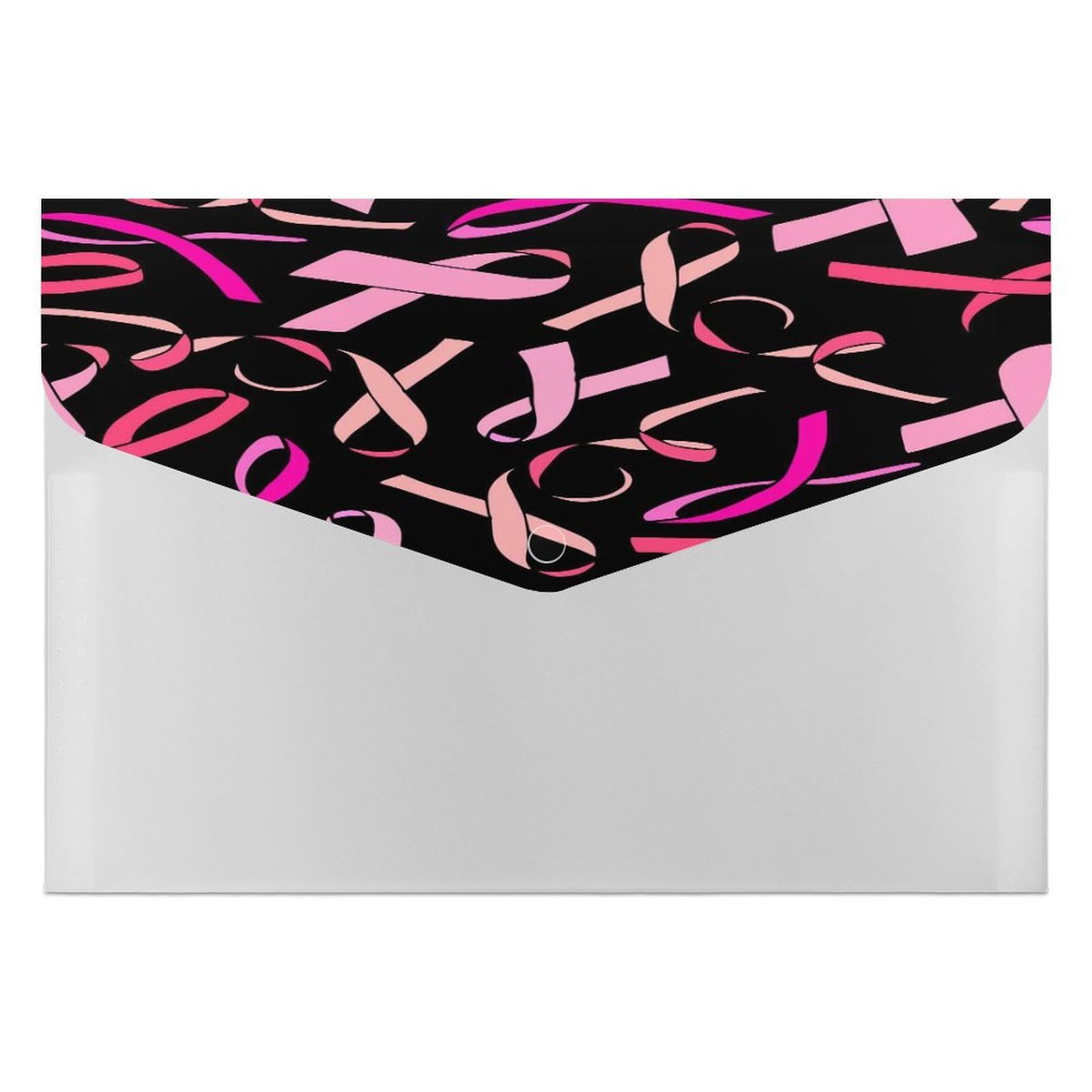 Expanding File Folder, 6 Pockets Zipper Expandable Document Organizer Accordion Filing Folder Print Breast Cancer Awareness Pink Ribbons