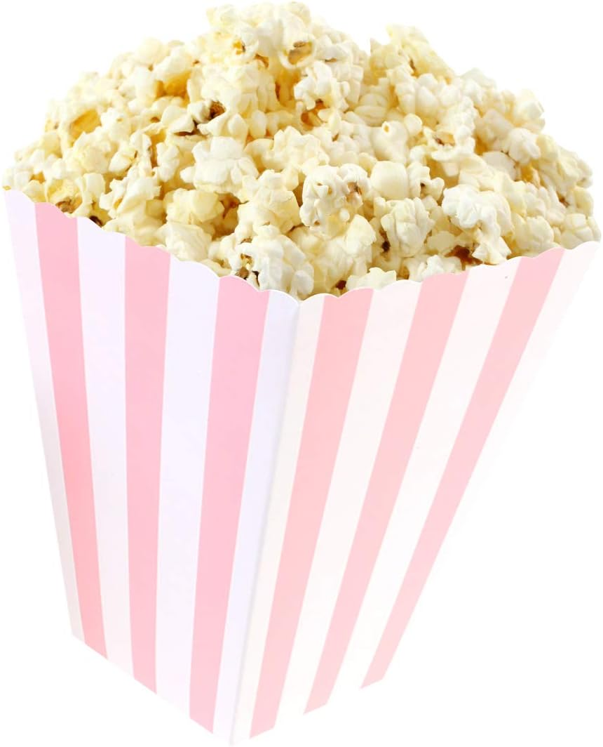 STOBOK 48pcs Popcorn Box Creative Stripe Useful Portable Paper Boxes Snack Container Popcorn Cartons for Candy Dry Fruit