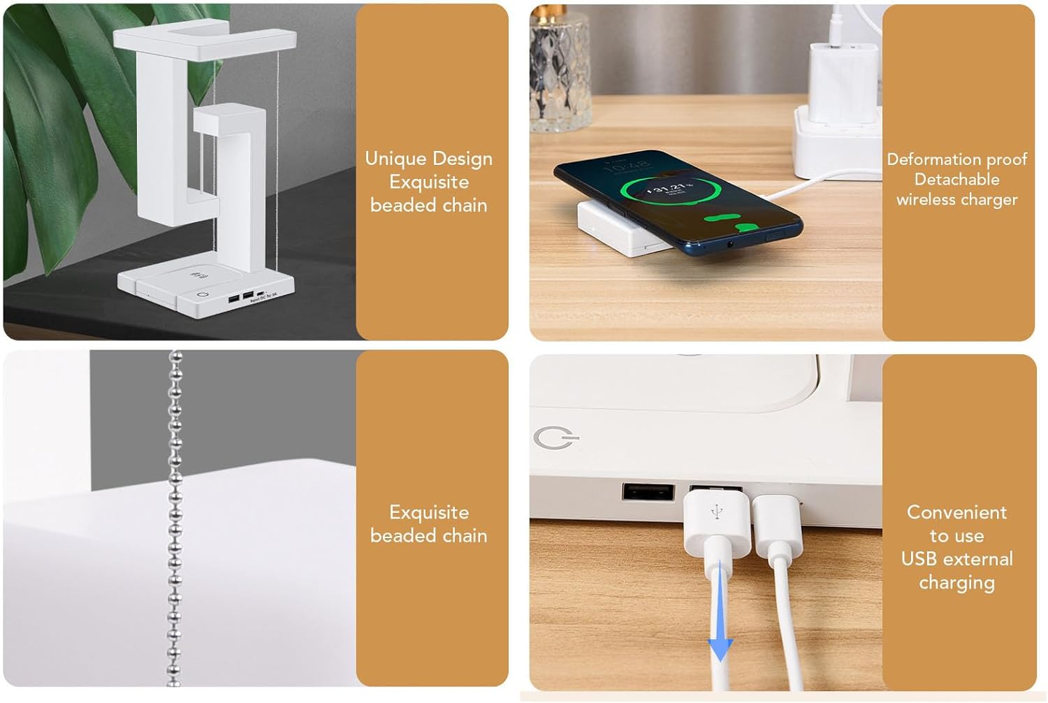 Sorandy Floating Desk Lamp, USB Charging Magnetic Levitation Table Lamp with Wireless Charger and 3 Lighting Modes for Bedroom Living Room Workroom Study Office Decor
