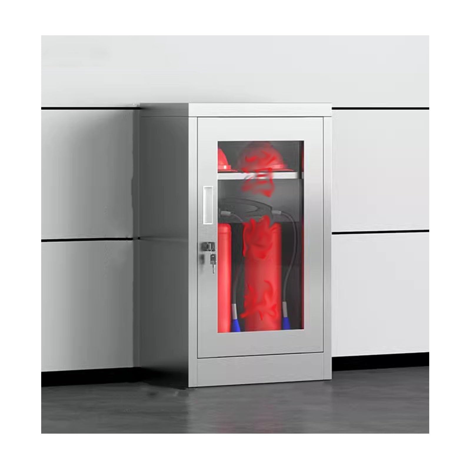 Lagerschrank Für Brennbare Stoffe, Manuell Verschließbarer Feuerlöscherschrank Mit Schloss, Sichtbarer Brandschutzschrank Mit Gehärtetem Glas Für Gewerbliche(50x25x80cm)