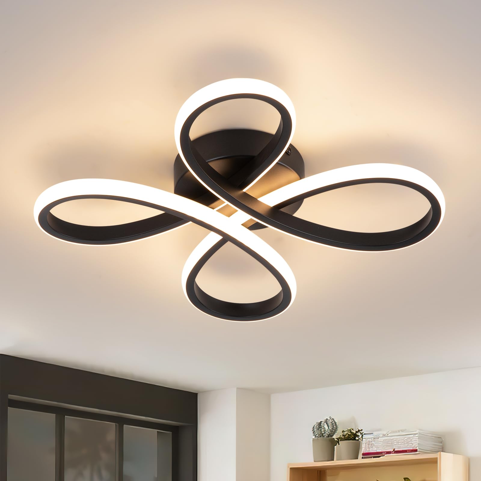 EIDISUNY Modern LED Ceiling Light, 30W Black Ceiling Lights Fixture