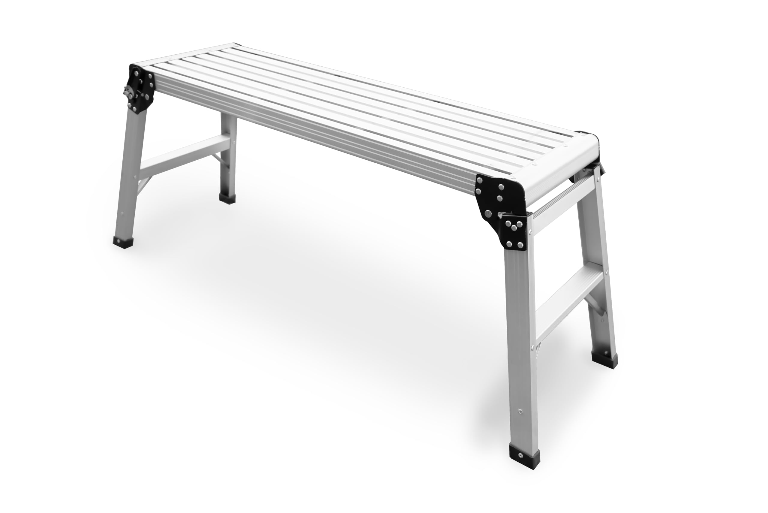 DRABEST Aluminum Hop Up Work Platform 100x30 cm with Ribbed Steps – Folding Step Stool for DIY, Painting, Decorating, and Construction Use