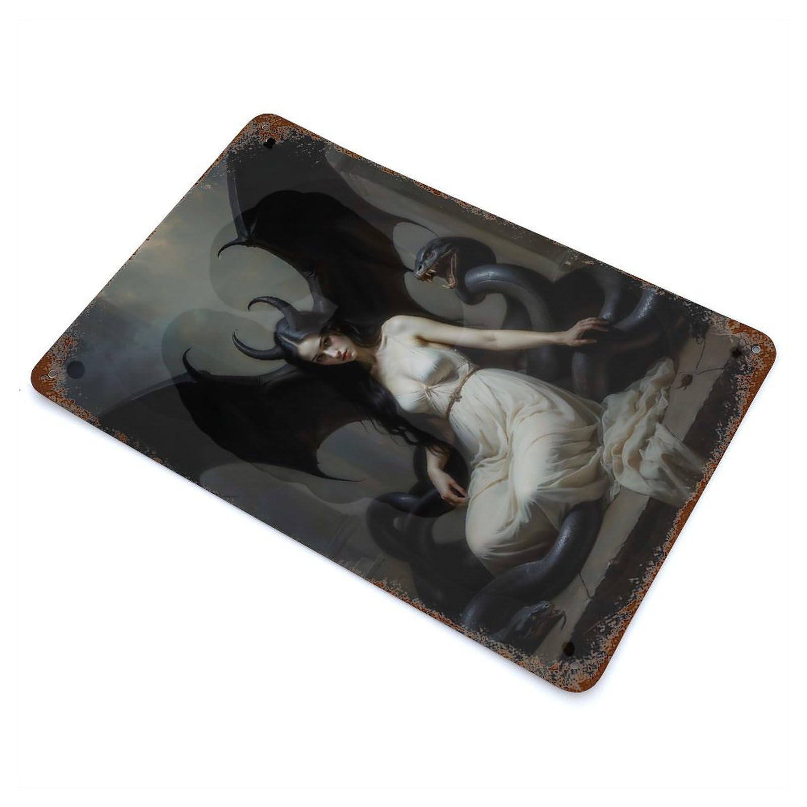 Lilith Empress of The Hollowed Night, Goddess Lilith Rusty Metal Tin Sign 11.8"x7.9", for Pub, Kitchen And Man Cave Decor, Farmhouse Wall Decor