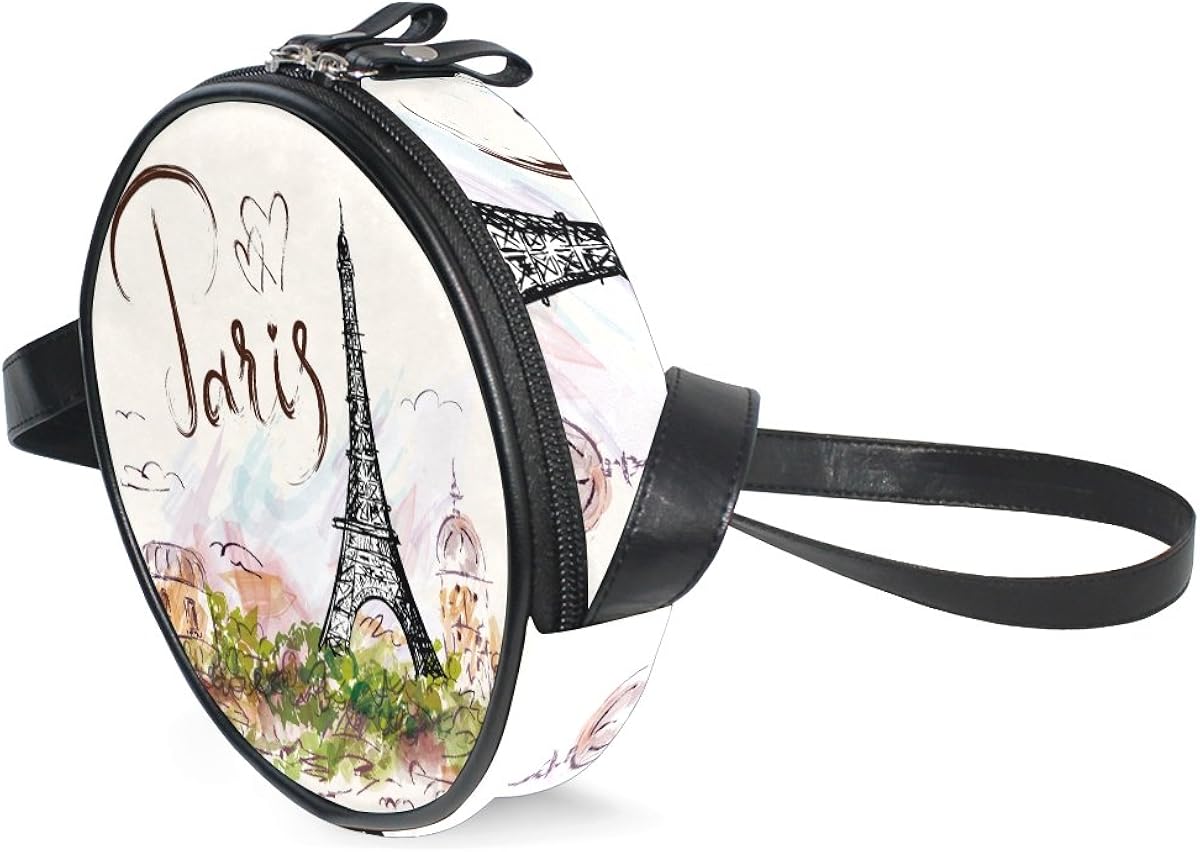 Miniatura 2 de Alaza Art París Torre Eiffel Pintura ronda Crossbody Bolso mensajero de lona