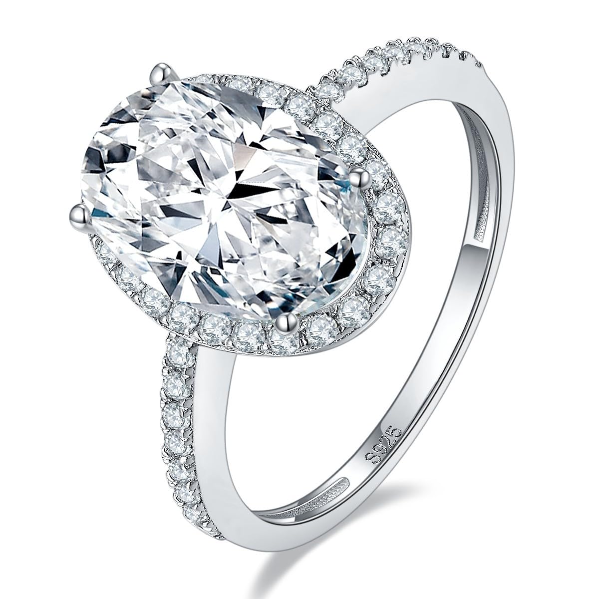 S925 Sterling Silver Unique Oval Shape 4.5 Carat D-color Diamond Engagement Ring for Women | Excellent Cut | D-color | Exquisite Luxury Jewelry for Her