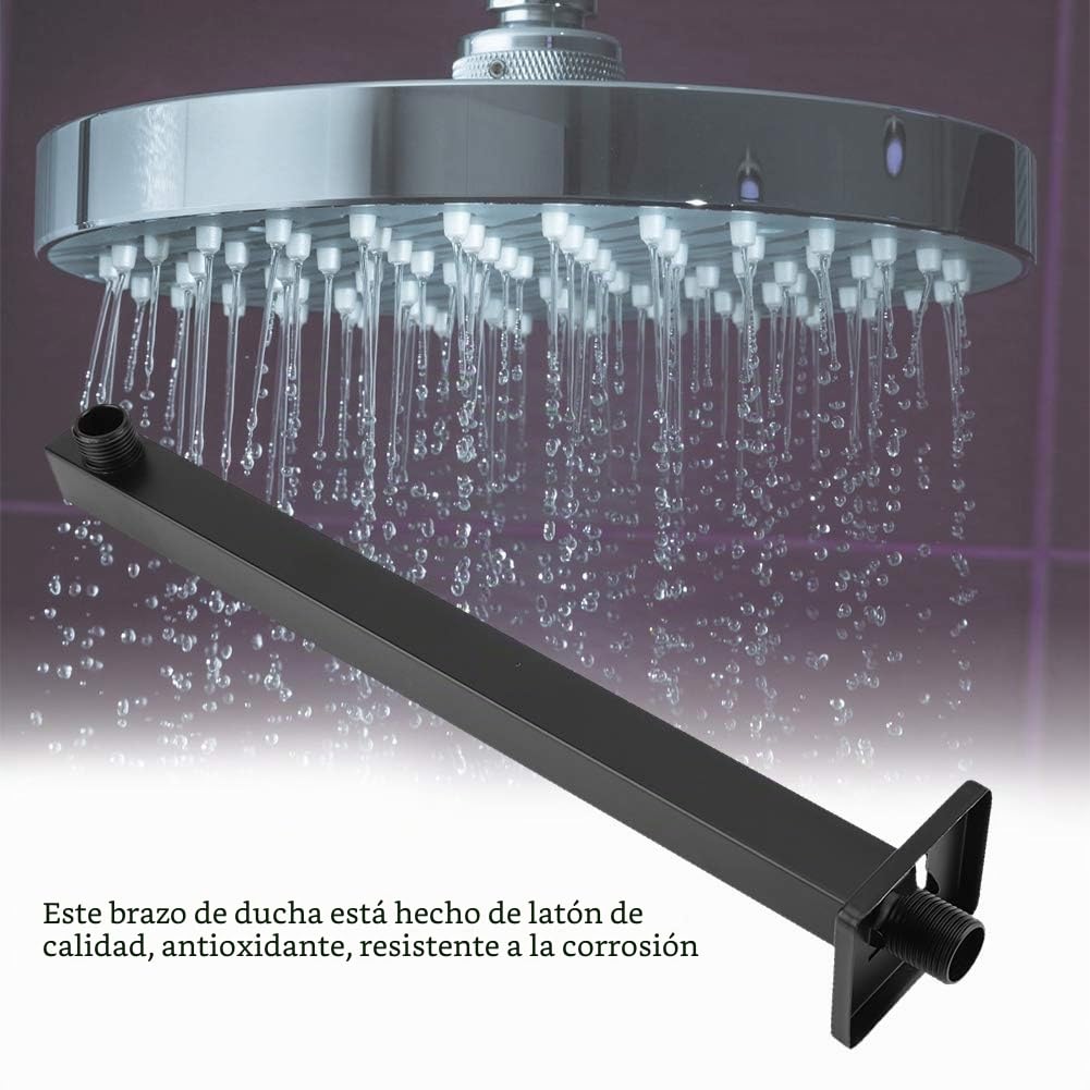 Brazo de extensión de ducha de lluvia montado en la pared cuadrado de acero inoxidable negro Accesorios de baño Home Hotel