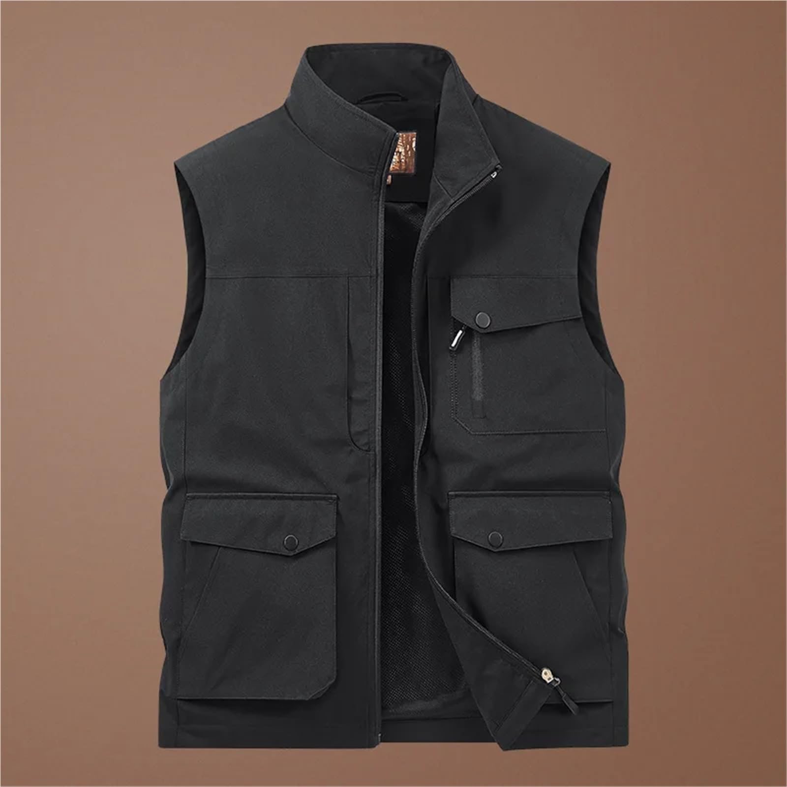 Gilet de pêche grande taille pour hommes, gilets de pêche, vestes de chasse pour hommes, veste sans manches, veste d'extérieur multi-poches pour photographie gilet (bleu foncé, 5XL)