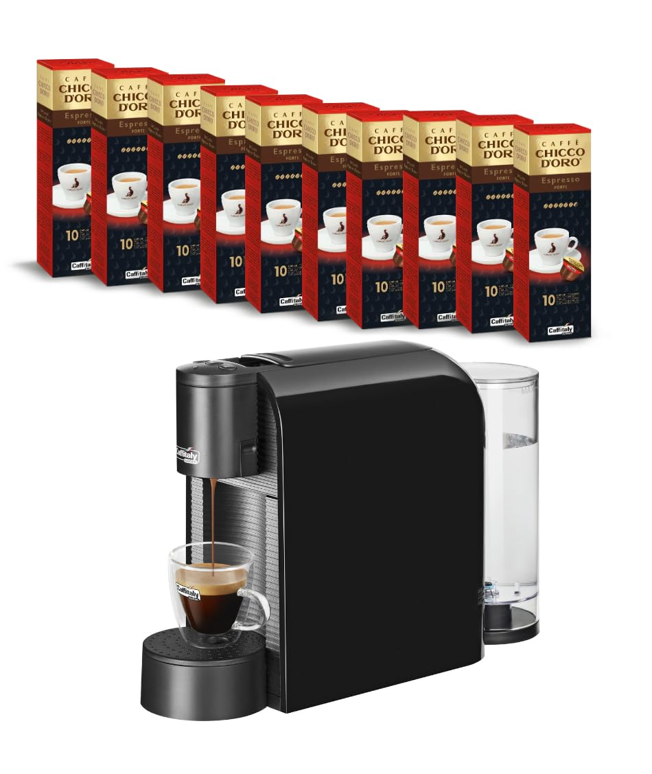 Generico Caffitaly System S36, Macchina da Caffè a Capsule, con 100 Capsule Incluse MISCELA ESPRESSO FORTE