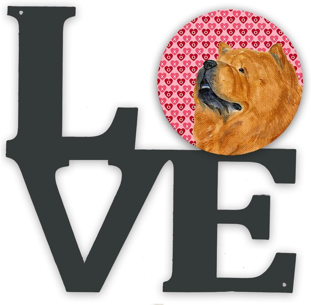 Caroline's Treasures SS4502WALV Chow Chow Hearts Love and Valentine's Day Portrait Metal Wall Artwork LOVE Indoor Outdoor Art Decor Patio, Bathroom, Kitchen Colorful Aluminum and Black Steel Sculpture