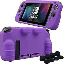 Pandaren® silicona Empuñadura Protector funda protectora para Nintendo Switch consola(púrpura) + Joycon empuñaduras de pulgar thumb grips x 8