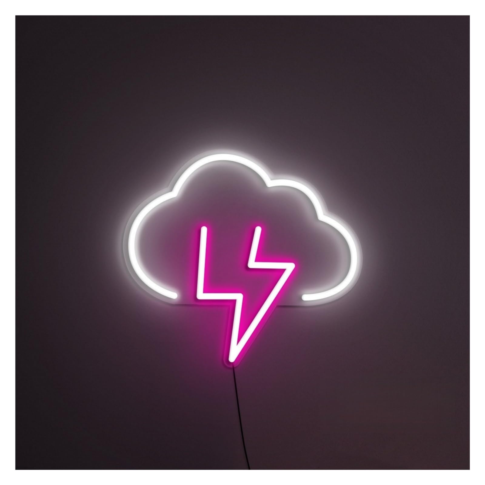 RONGCH Hanging Art Signs Cloud and Lightning Neon Sign, Suitable for Kids Room Decor with Brightness Adjustable 27cmx30cm(Pink)