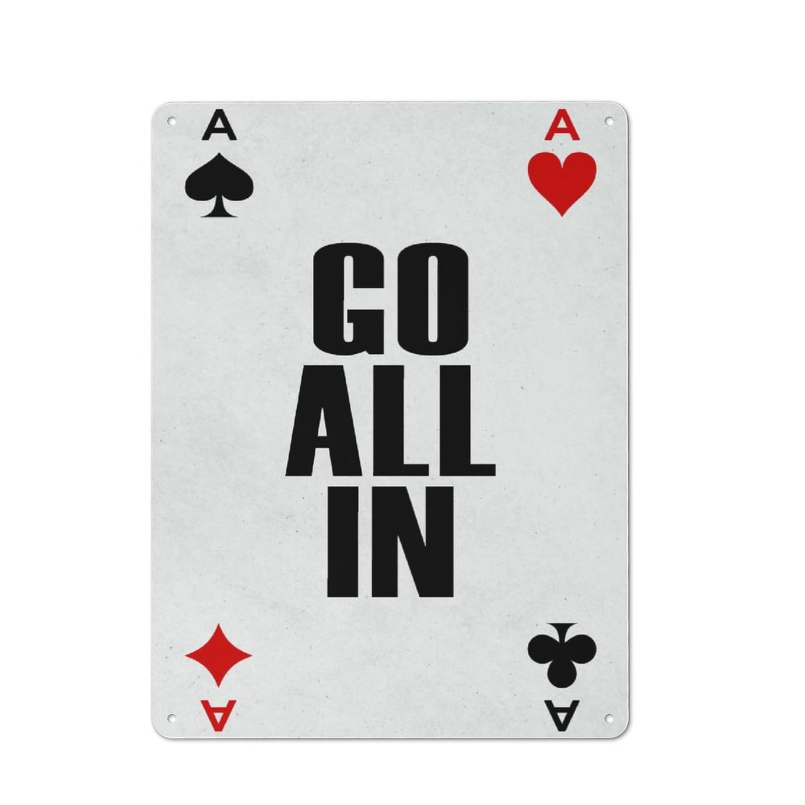Junmoney Style-17 Go All In Metal Wall Sign 40X30cm, Rustic Decor For Workshop Wall, For Vintage Wall Decor Fans, For Themed Room Decoration