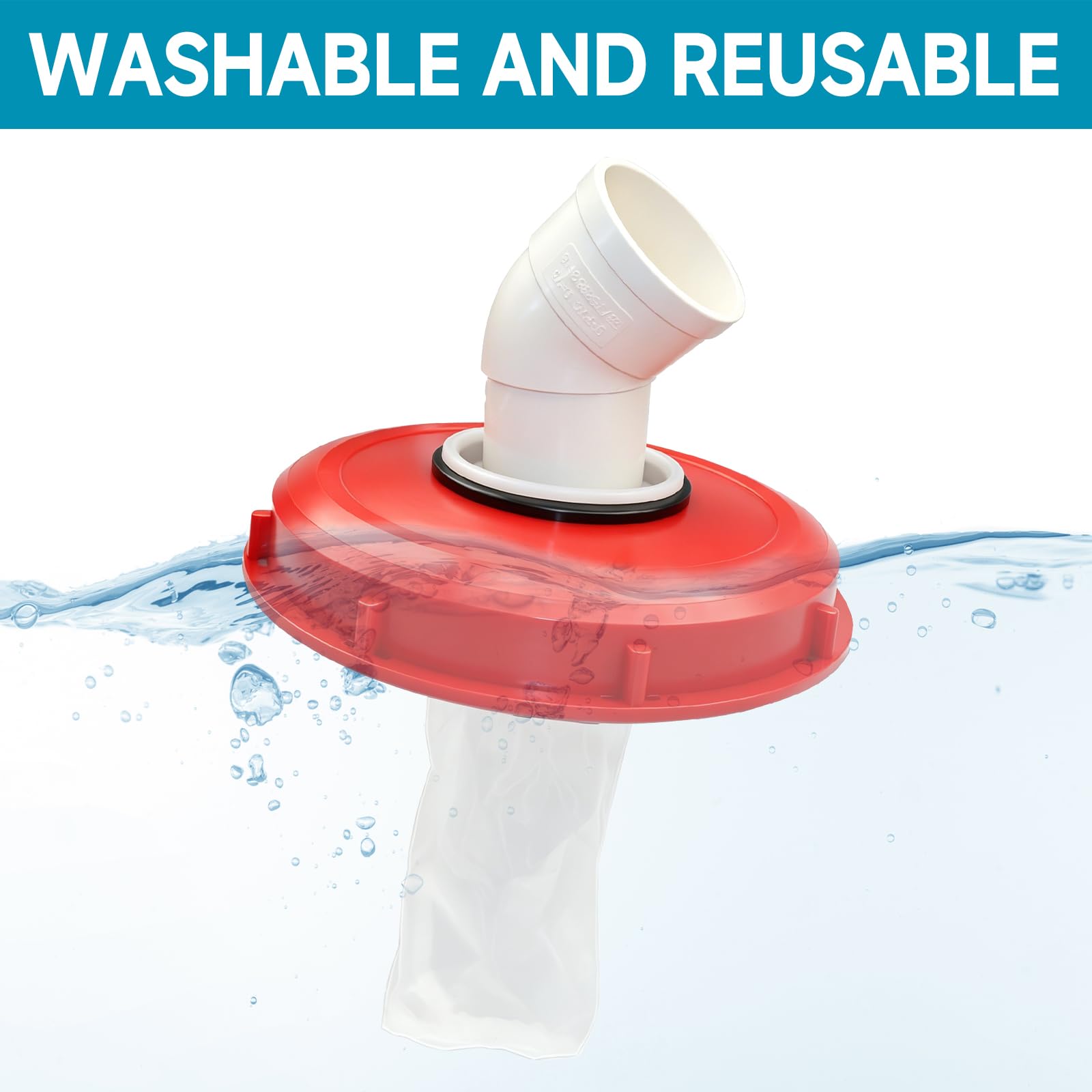 Filtre de couvercle IBC 45° IBC - 165 mm - En nylon - Lavable - Accessoire pour réservoir d'eau de pluie DN 150 (245 mm)