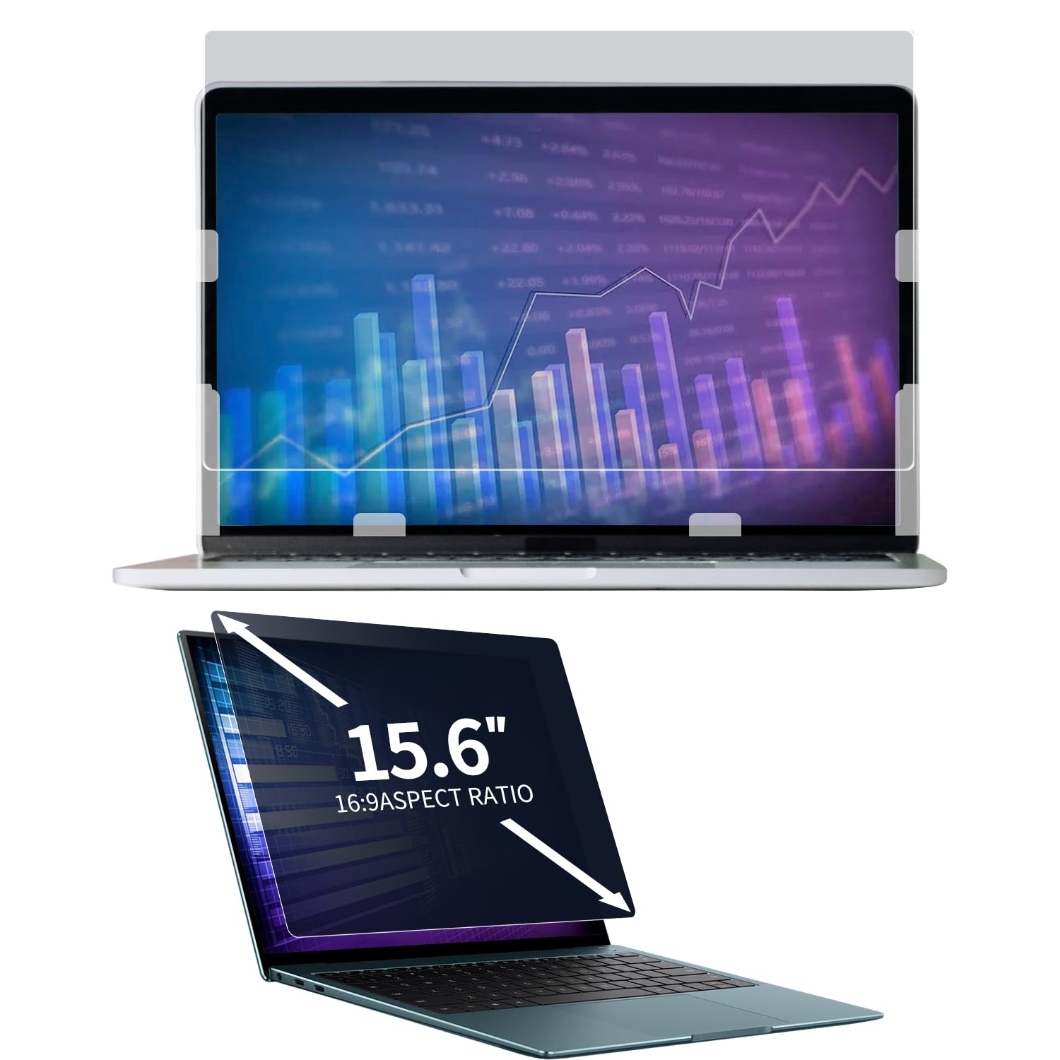 DEJIMAXLaptop Privacy Screen 15.6-inch, Aspect Ratio 16:9, Anti-Blue Light and Glare Protection, Quick Attachment Privacy Filter, Notebook Privacy Film Compatible with Lenovo/HP/Dell/Samsung/Asus