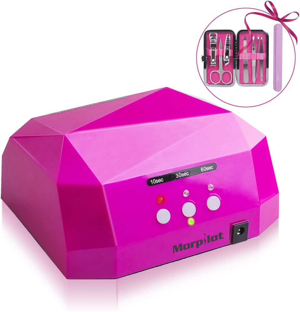 MatrixSight 36W UV Nail Dryer Manicure Machine Diamond Shaped CCFL & LED UV Nail Art Lamp Dryer Gel Polish Nail Art Curing Nails With Timer Both for Home Use and Professional Beauty Nail Salon (Rose)
