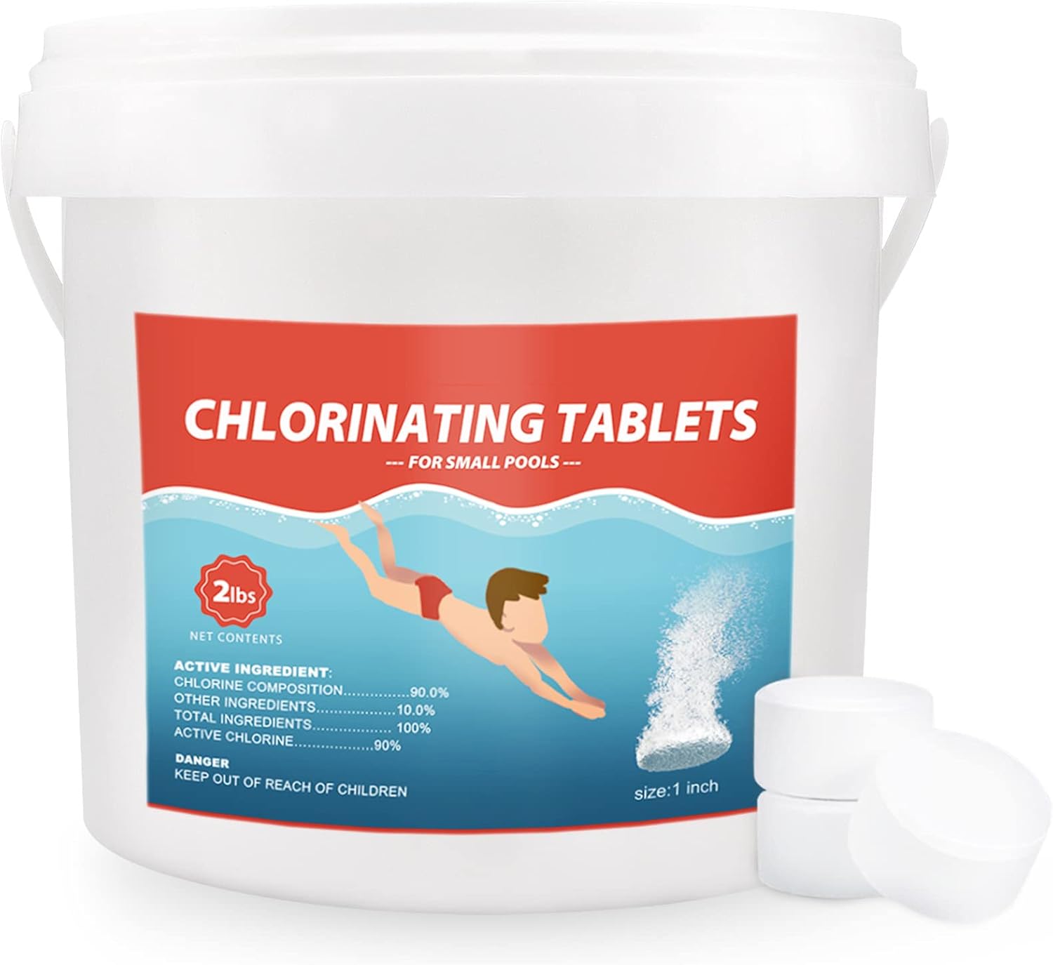 Chlorine Tablets 1 Inch, 2 Lb Chlorinating Tablets, Pool Chlorine