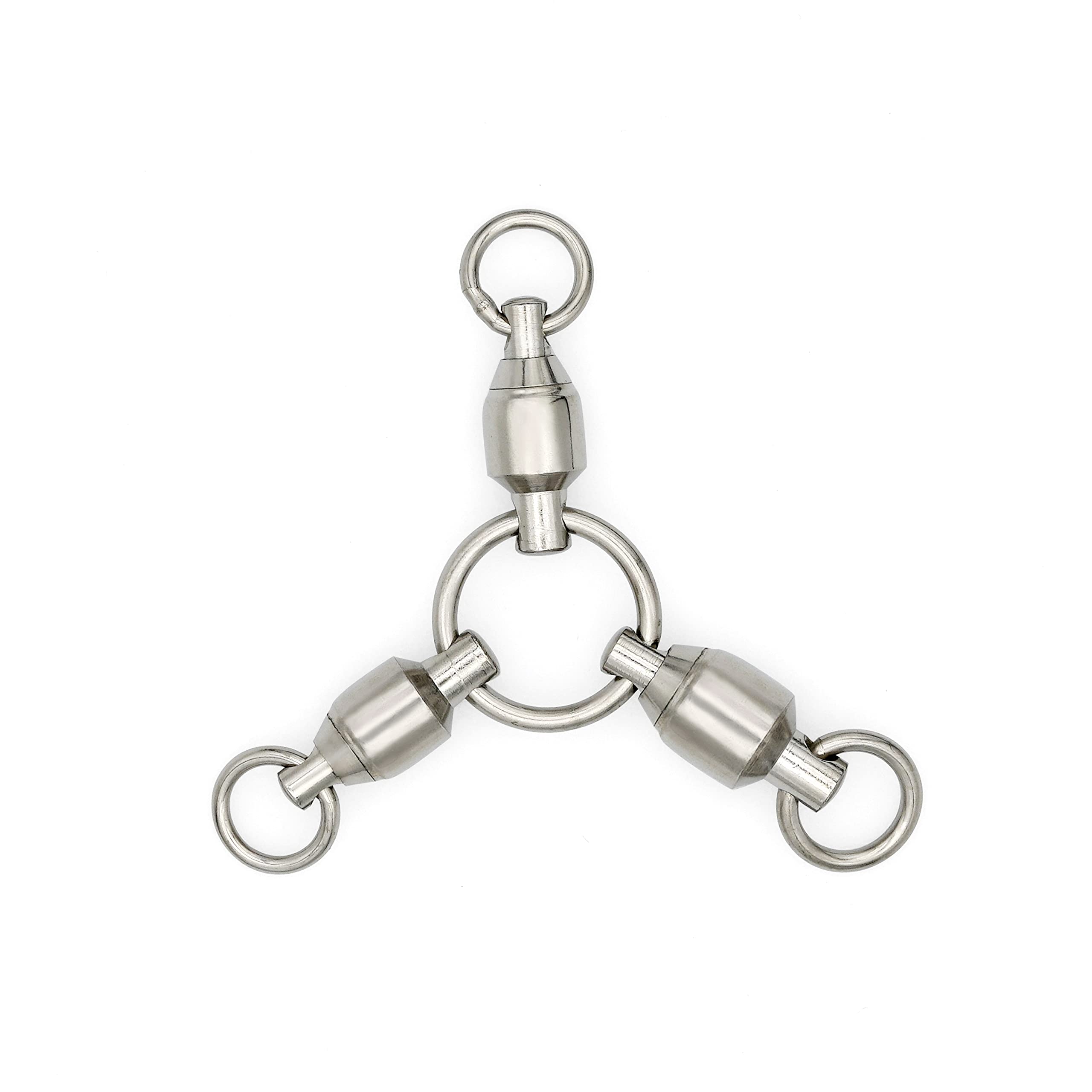 BLUEWING Ball Bearing 3-Way Swivels Fishing 10pcs Brass/Stainless Steel with Rolling Barrel 104lbs, 134lbs, 168lbs