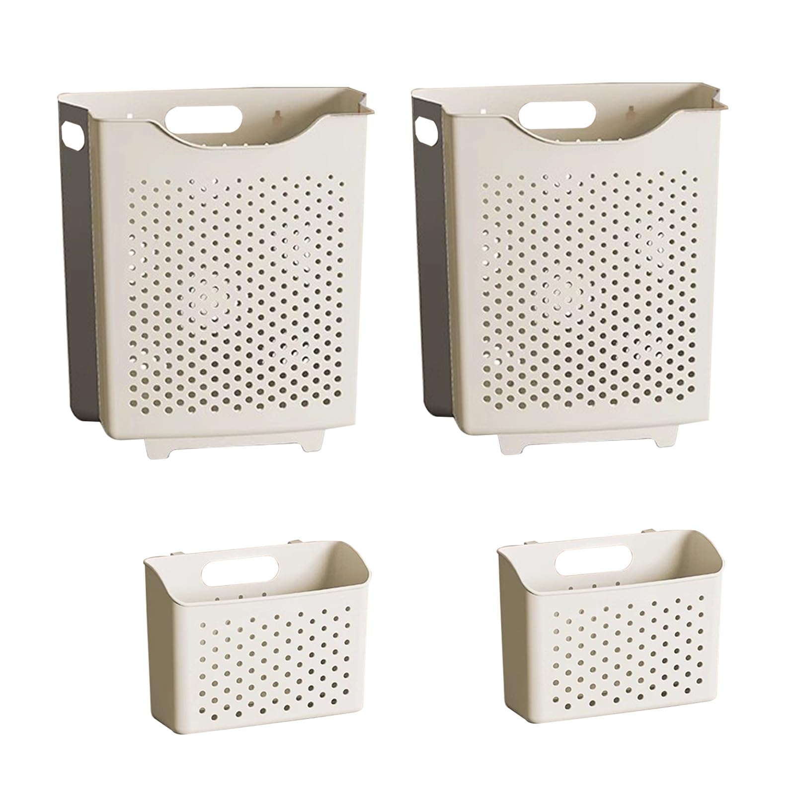 Folding dirty laundry basket, Wall Mounted Laundry Basket Foldable Multicolor Ventilated Breathable(Beige)